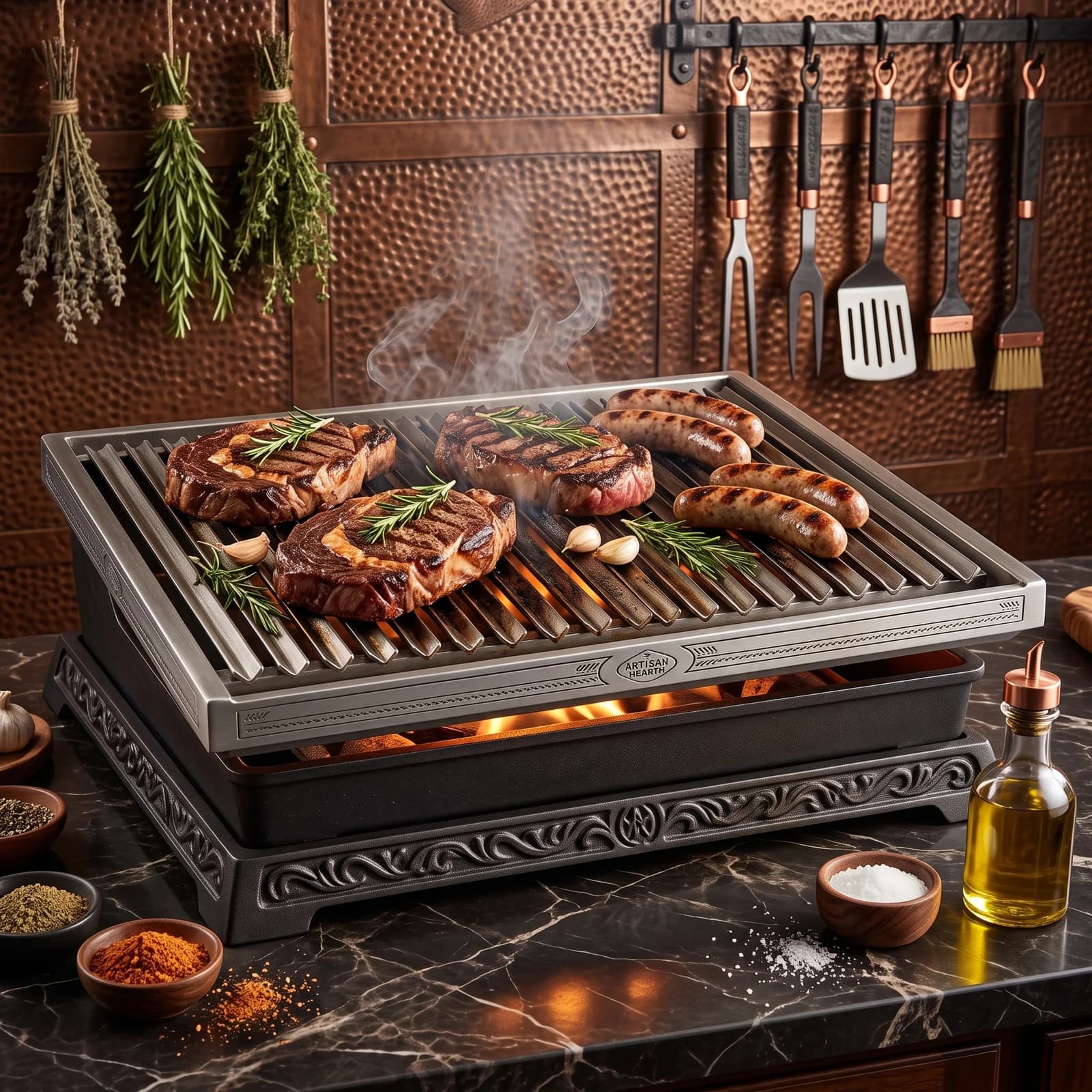 Paslanmaz Oluklu Yağdanlıklı Barbekü Et Izgarası