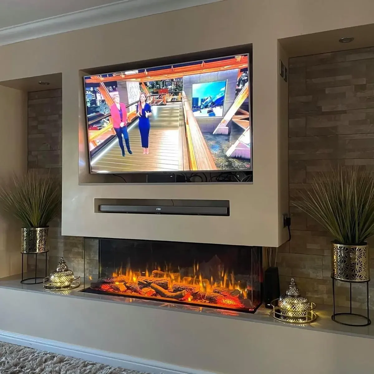 TV Üniteli Uzun Hazneli Gazalpin Doğalgazlı Şömine