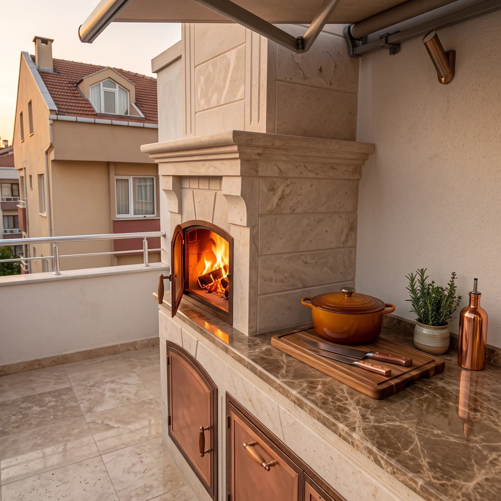 Ahşap Tezgahlı Fırınlı Çatı Barbeküsü