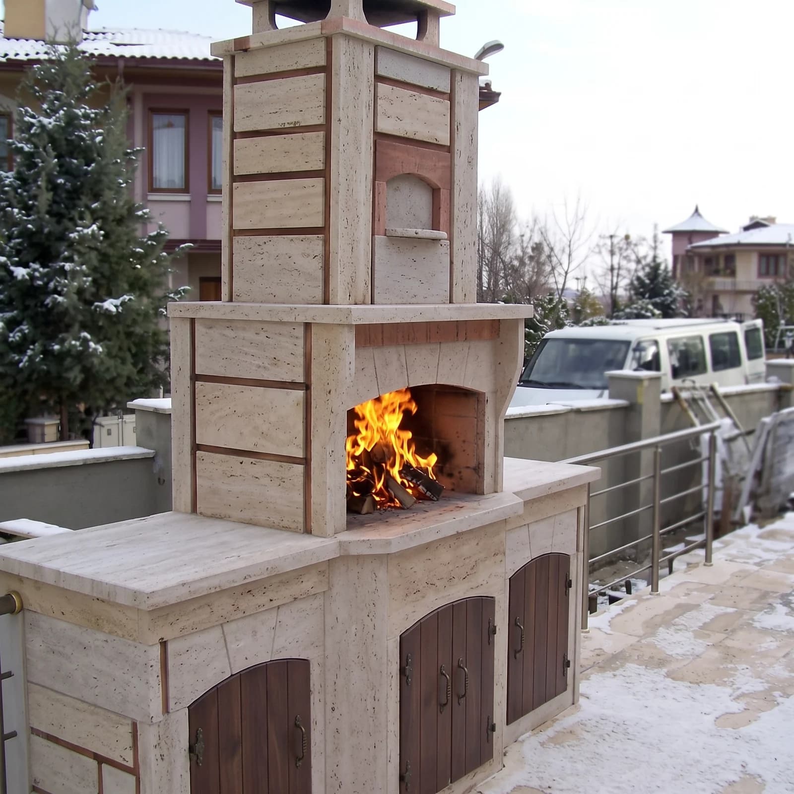 Özel İmalat Çift Tezgâhlı Barbekü