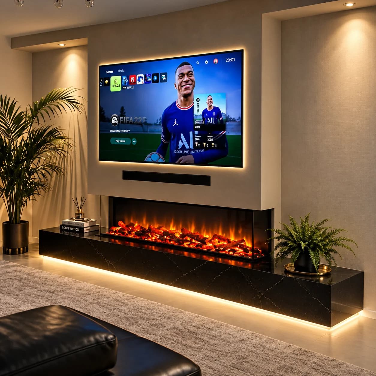 TV Üniteli Uzun Hazneli 2D Elektrikli Şömine