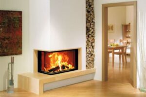 Modern Odunlu Şömine -MD22 2 80 lik Treverten Bazalı Modern Şömine