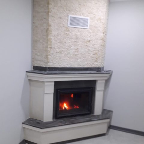 Limra Taşlı Siyah Granitli 70 cm Klasik Köşe Şömine - KLS85