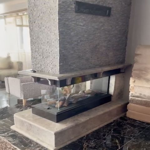 Gazalpin 120 Tünel Rustik Taş Giydirmeli Şömine